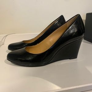 J. Crew Shoes | Black Sylvia Patent Wedges - Size 7.5